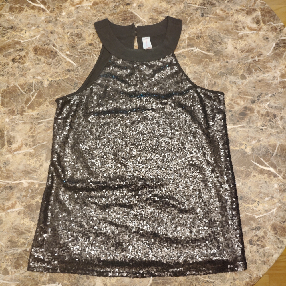 Black Sequin Halter Top